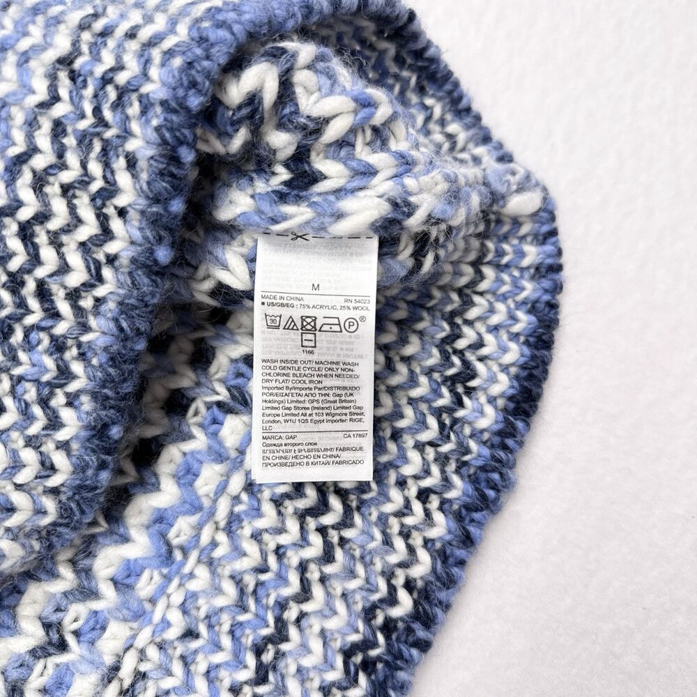 Gap Sweater Women Size Medium Blue Thick Knit Crew Neck Pullover Fisherman Wool - Picture 7 of 10
